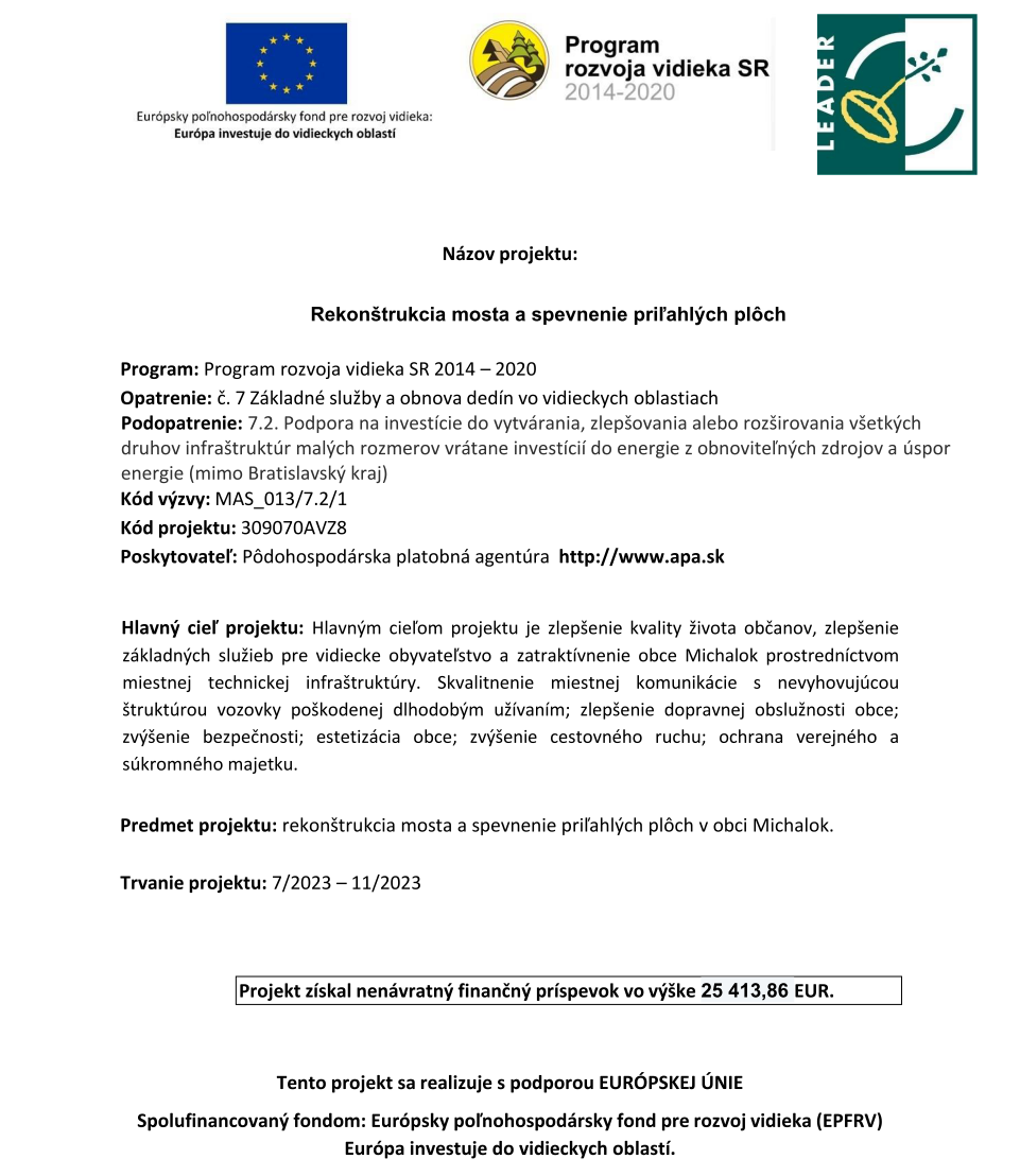 Fotka - Rekonštrukcia mosta a spevnenie priľahlých plôch